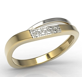 Pierścionek z białego i żółtego złota z diamentami LP-97ZB-R