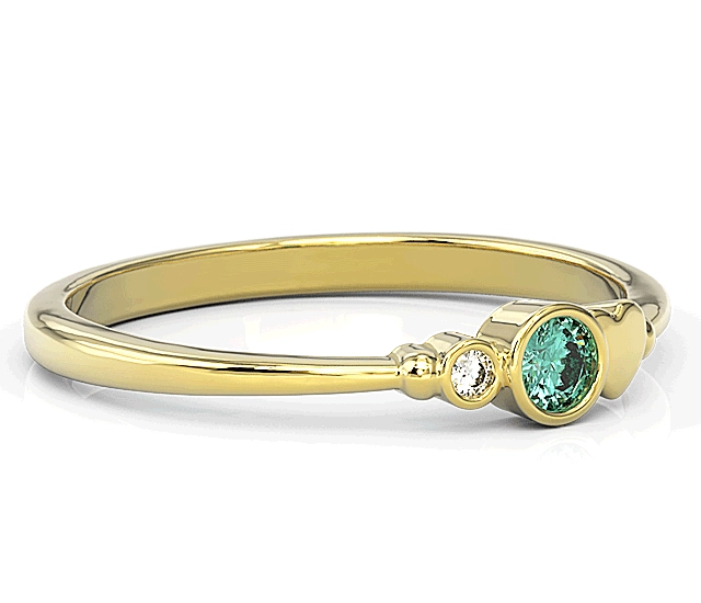 Pierścionek z żółtego złota z cyrkoniami Swarovski miętową i białą BP-6811Z-C