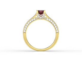 Pierścionek z żółtego złota z rubinem i brylantami 0,42 ct wzór LP-50Z-R