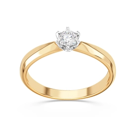 Pierścionek zaręczynowy z żółtego i białego złota z brylantem 0,20 ct, model AP-3620ZB