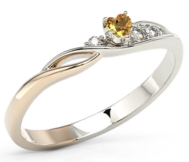 Pierścionek z białego i różowego złota z topazem Swarovski Honey i cyrkoniami BP-81BP-TOP-HON/C