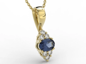 Wisiorek z żółtego złota z szafirem i diamentami LPW-88Z