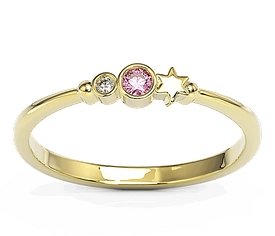 Pierścionek z żółtego złota z cyrkoniami Swarovski Różowy BP-6707Z-C/PINK