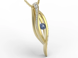 Wisiorek z żółtego złota z szafirem i diamentami LPW-60Z-R