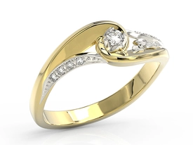 Pierścionek z białego i żółtego złota z cyrkoniami BP-56ZB-C