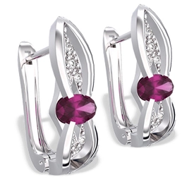 Kolczyki z białego złota z rubinami i diamentami LPK-39B