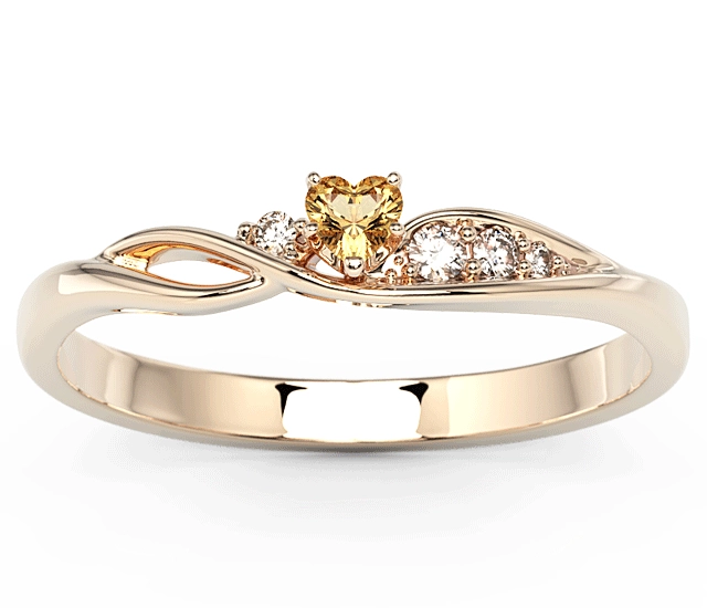 Pierścionek z różowego złota z topazem Swarovski Honey i brylantami BP-81P