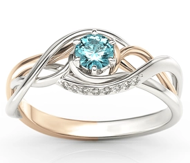 Pierścionek z białego i różowego złota z topazem i brylantami BP-7130BP
