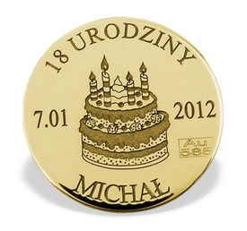 Grosz "na szczęście" ze złota G-5Z doskonały prezent na urodziny