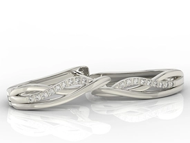 Kolczyki z białego złota z model LPK-73B diamentami 0,09 ct