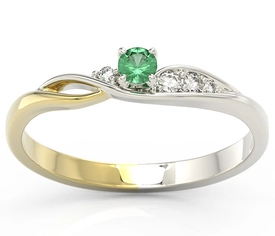 Pierścionek z białego i żółtego złota ze szmaragdem i brylantami BP-7810BZ