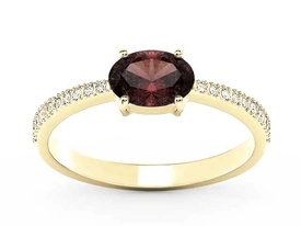 Pierścionek z żółtego złota z granatem i cyrkoniami BP-58Z-R-C