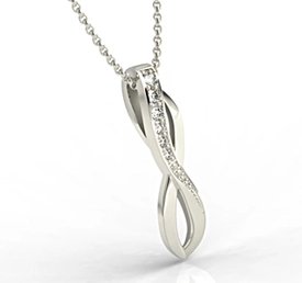 Wisiorek z białego złota z cyrkoniami LPW-67B-C