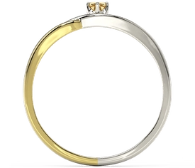 Pierścionek z białego i żółtego złota z topazem Swarovski Honey i brylantami BP-81BZ