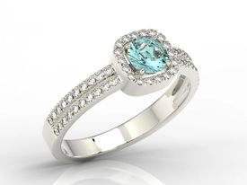 Pierścionek z białego złota z topazem i cyrkoniami BP-52B-C