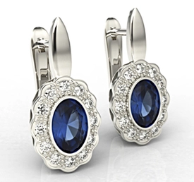 Kolczyki z białego złota z szafirami i diamentami LPK-79B