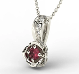 Wisiorek z białego złota z rubinem i brylantami LPW-4221B