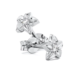 Kolczyki w formie kwiatu z białego złota i z diamentami BPK-15B