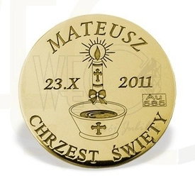 Grosz "na szczęście" ze złota D-3Z doskonały prezent na chrzest