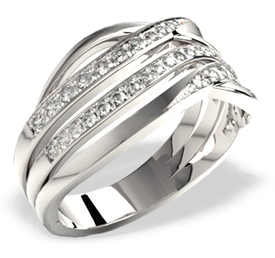 Pierścionek z białego złota z diamentami LP-53B