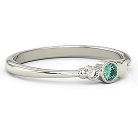 Pierścionek z białego złota z cyrkoniami Swarovski mietową i białą BP-6809B-C