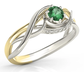 Pierścionek z białego i żółtego złota ze szmaragdem i brylantami BP-7130BZ