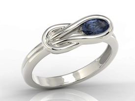 Pierścionek z białego złota z szafirem BP-69B