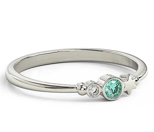 Pierścionek z białego złota z cyrkoniami Swarovski Mięta BP-6709B-C/MINT