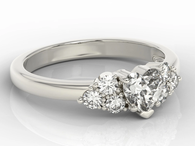 Pierścionek z białego złota z białym topazem Swarovski i diamentami BP-54B