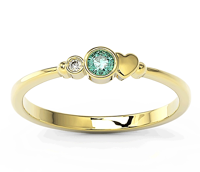 Pierścionek z żółtego złota z cyrkoniami Swarovski miętową i białą BP-6811Z-C