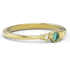 Pierścionek z żółtego złota z cyrkoniami Swarovski mietową i białą BP-6809Z-C