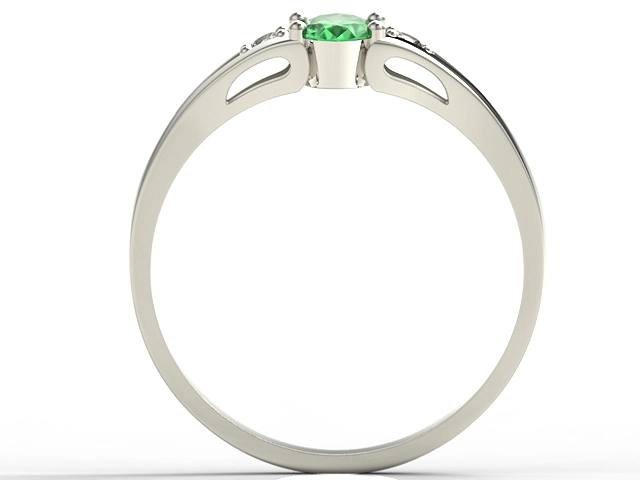Pierścionek z białego złota JP-22B ze szmaragdem i diamentami 0,04 ct.