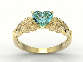 Pierścionek z żółtego złota z topazem Swarovski Ice Blue i diamentami AP-52Z-R