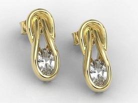 Kolczyki z żółtego złota z białymi szafirami BPK-69Z