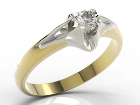 Pierścionek zaręczynowy z żółtego i białego złota AP-1316ZB z brylantem 0,16 ct