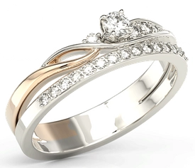 Pierścionek z białego i różowego złota z cyrkoniami Swarovski BP-77BP-C
