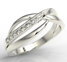 Pierścionek z białego złota z diamentami LP-6708B