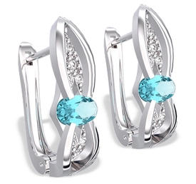 Kolczyki z białego złota z topazami i diamentami LPK-39B