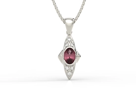 Wisiorek z białego złota z rubinem i diamentami 0,06 ct model APWm-80B
