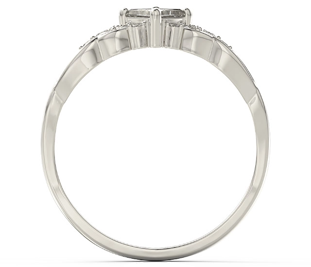 Pierścionek z białego złota z topazem Swarovski White i diamentami BP-86B
