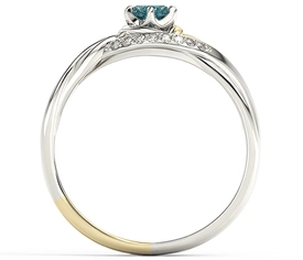 Pierścionek z białego i żółtego złota z topazem i brylantami BP-7130BZ