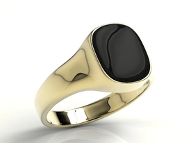 Sygnet z żółtego złota z onyksem płytka w kształcie "telewizorka" SJ-22Z