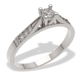 Pierścionek z białego złota z brylantami LP-2914B