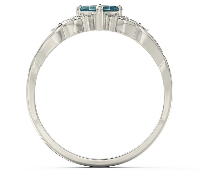 Pierścionek z białego złota z topazem Swarovski Ice Blue i diamentami BP-86B