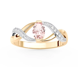 Pierścionek z żółtego i białego złota z morganitem i brylantami AP-69ZB