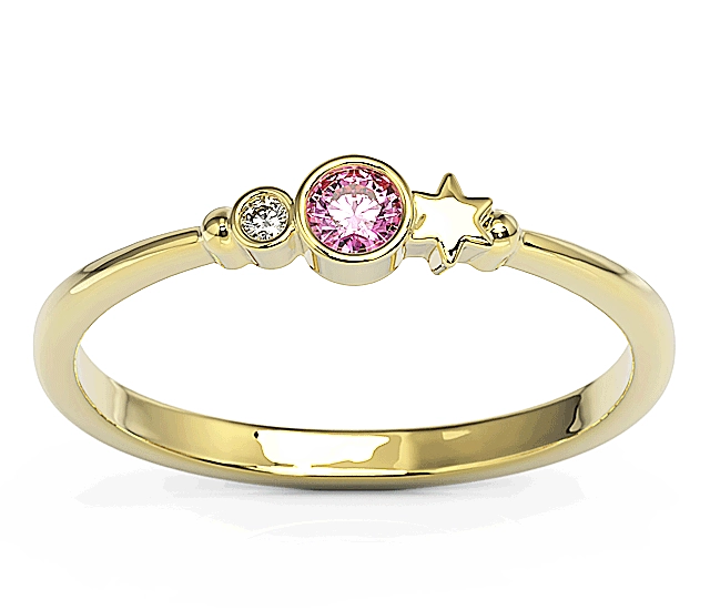 Pierścionek z żółtego złota z cyrkoniami Swarovski Róż BP-6711Z-C/PINK