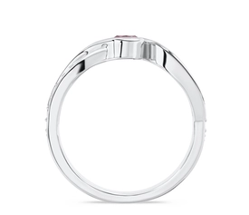 Pierścionek z białego złota z rubinem i brylantami 0,14 ct wzór BP-2839B
