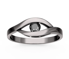 Pierścionek zaręczynowy ze złota rodowanego na czarno z czarnym brylantem LP-9920ZB-R-CZ