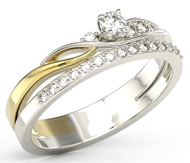 Pierścionek z białego i żółtego złota z cyrkoniami Swarovski BP-77BZ-C