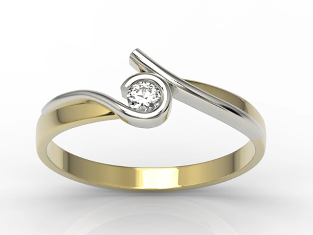 Pierścionek z żółtego i białego złota z brylantem 0,12 ct  model AP-3212ZB